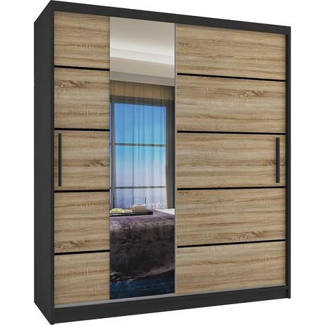 Schiebeschrank Belini 133 cm Mit Schubladen mit Spiegel eiche wotan eiche sonoma Hersteller (1/3)