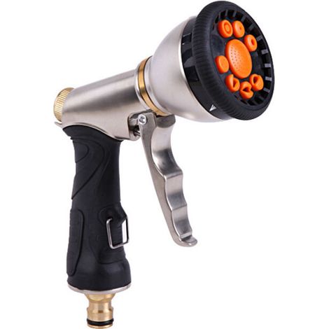 BRAVIX Pistolet pulvérisateur en métal, 9 modes réglables, les buses haute pression robustes sont parfaites pour le nettoyage de la voiture, l'arrosage de la pelouse et du jardin (1/4)