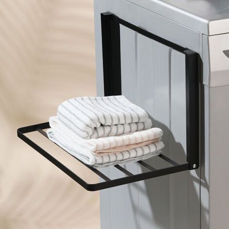 Étagère pliante magnétique, support latéral pour machine à laver, support latéral pour vêtements, sans poinçon, pour réfrigérateur, cintre pour vêtements, support de rangement (1/4)