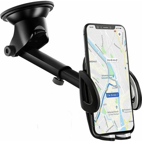 Support Telephone Voiture Tableau de Bord [2 en 1] Rotation 360° Universel Support Portable Voiture Ventouse pour Pare-Brise (1/4)