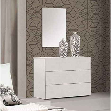 Cassettiera Como' per camera da letto con 3 cassetti Bianco Frassino 103 cm