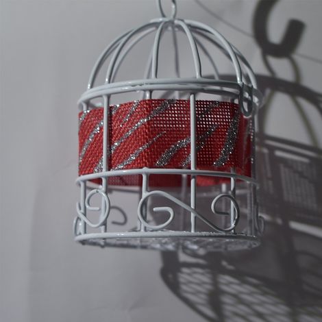 Gabbia  in rosso e bianco da addobbi decorazioni natalizie per albero di natale (1/5)