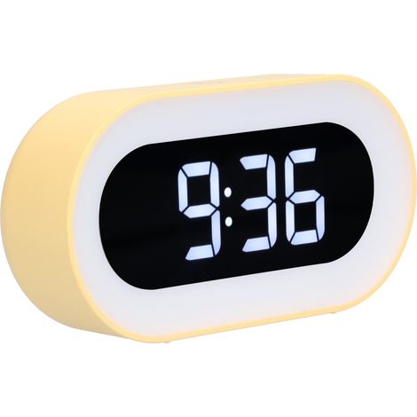 Réveil LED Haute Définition avec 18 Mélodies, Double Alarme, Calendrier Perpétuel, Mémoire Intégrée (Modèle 8818, Batterie Incluse) Jaune (1/5)