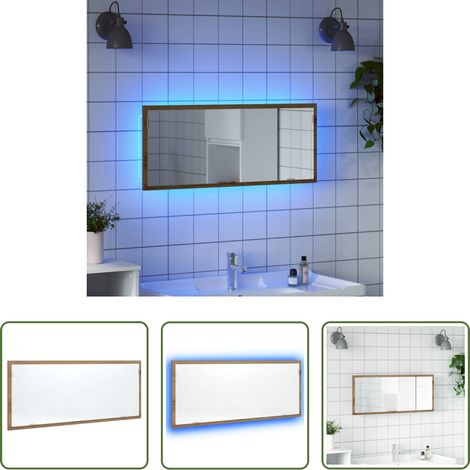 vidaXL Holzspiegel - LED-Badspiegel Artisan-Eiche 100x8,5x37 cm Holzwerkstoff (1/5)