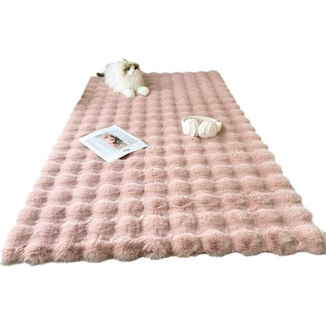 Tapis en peluche ultra douce et moelleuse, lavable en machine pour chambre à coucher, tapis de salon confortable et cosy, dimensions 40x120 cm (1/2)