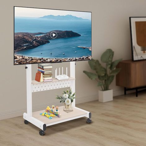 TV Lift elektrisch Schrank Bett mit TV Lift Kommode TV Lift unterm Bett geeignet für 43-86 Zoll Fernseher verstellbare Höhe robust und mobil (Weiß) (1/5)
