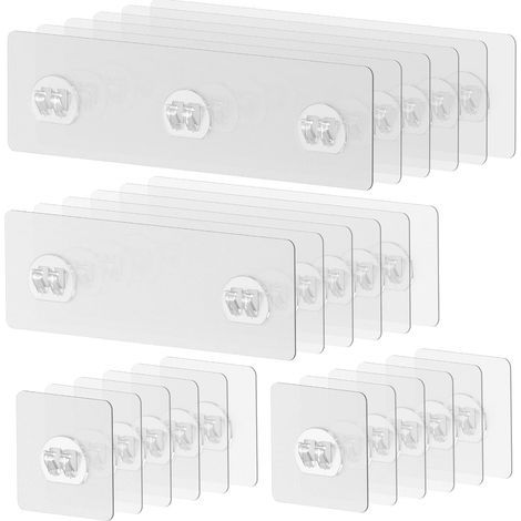 24 ganchos adhesivos, capacidad de carga de 10 kg, PVC impermeable, para baño y cocina. (1/5)