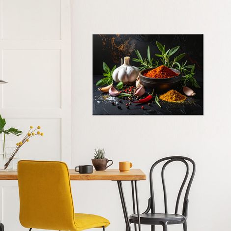 Wandbild Gewürze Kräuter Knoblauch 100x70 (1/4)