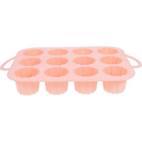 Moule à Muffins en Silicone 12 Cavités Petites Cylindres Dentelle Moule à Cupcakes Antiadhésif Rose Pâtisserie Réutilisable Cuisson Facile pour Gâteau Mousse et Dessert,Parent,- (1/5)