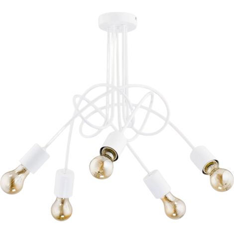 Alfa Tango White 5-Light Chandelier Pendant Ceiling Lamp, Modern Metal Indoor Light Fixture, E27 Sockets Max 60W, Dimmable Compatible, IP20, 50cm Wide, 41cm High (1/2)