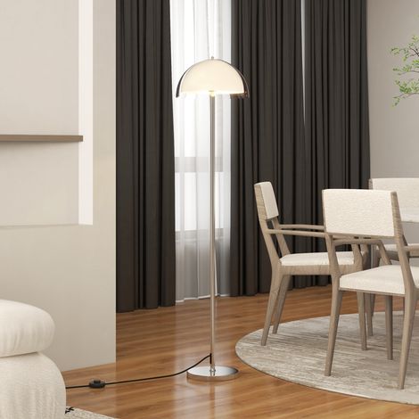 Lampadaire design blanc, double abat-jour en métal et acrylique, Ø35x150 cm, moderne, pour salon ou chambre. (1/5)