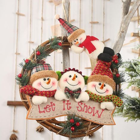 Guirlande de Noël pour porte d'entrée, nouvelles décorations de Noël, guirlande de fleurs artificielles, guirlande en rotin, pendentif en forme de bonhomme de neige/d'élan, décoration de Noël, pour dé (1/5)