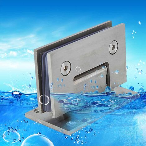 Charnière Inox 90° pour Porte Douche Verre, Support Mur 8-12mm (1/5)