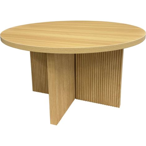 Table basse ronde 80 cm scandinave effet bois clair