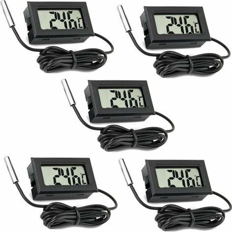 Set mit 5 digitalen LCD-Thermometern mit externer Sonde für Auto, Kühlschrank, Gefrierschrank und Aquarium (1/5)
