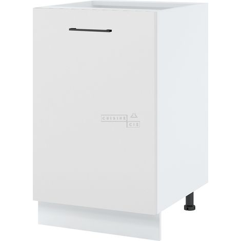 Meuble bas de cuisine Lovia Blanc Mat 1 porte L 50 cm - Porte avec poignée apparente White (1/2)