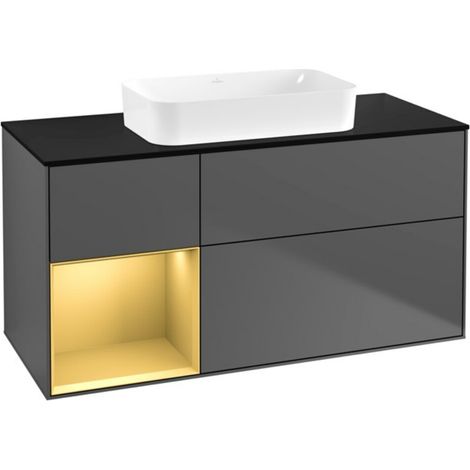 V&B Waschtischunterschrank Finion 120x60 cm, Reg li gol m, Anthracite matt (1/2)