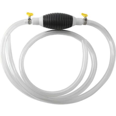 Pompe à siphon manuelle portable pour le transport d'essence, d'eau et de carburant livrée avec un tuyau de 1,5 mètre à commande manuelle. (1/5)