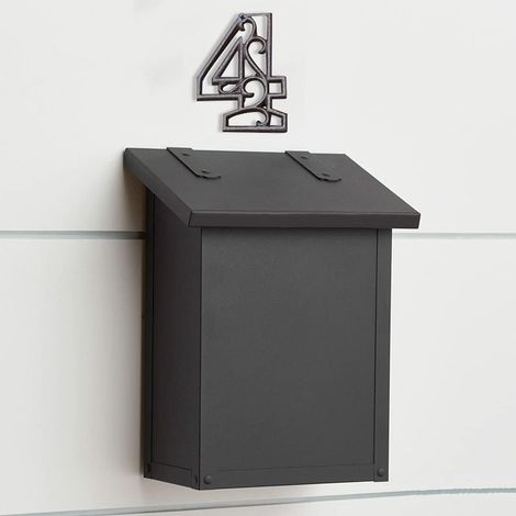 JSSEVN-Letrero moderno de hierro fundido para exteriores con números de casa, número de puerta de estilo retro, número de dirección para cafetería o bar (Número 4). (1/3)