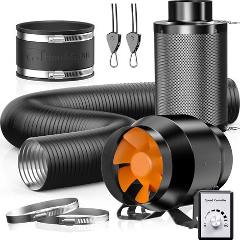 Kit Évacuation Air 100 mm Régulateur Vitesse Filtre Charbon (1/5)