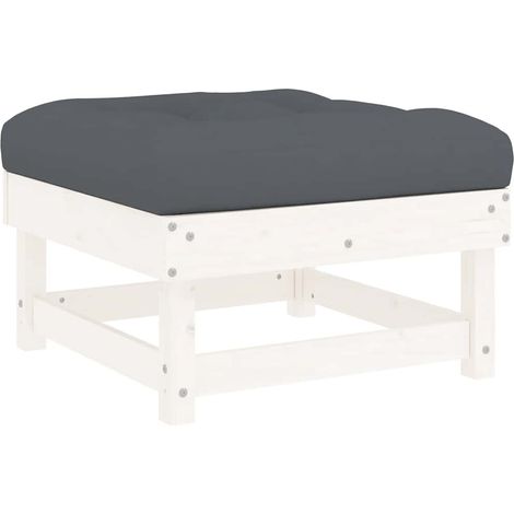 Maison Exclusive - Gartenhocker mit Kissen Weiß Massivholz Kiefer (1/5)