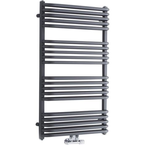 Milano Bow Anthracite D Bar Central Connection Heated Towel Rail Radiator - 1000mm x 600mm (1/5)
