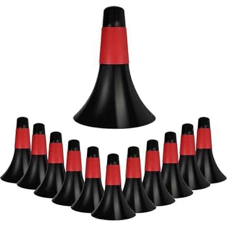 Lot de 12 cônes d'entraînement sportif de 23 cm (9 pouces) en plastique rouge, pour l'agilité, le patinage, le football et le basketball des enfants. (1/5)