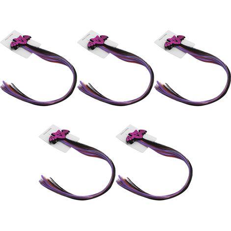 5 extensions capillaires colorées en forme de chauve-souris violette, idéales pour déguisement Halloween fille, femme ou enfant - accessoire festif et décoratif (1/5)