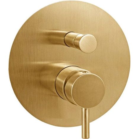 Miscelatore doccia Honey Gold Spazzolato ad incasso con due uscite Ø 200 mm Paffoni serie Light LIG015HGSP  Ottone - Honey Gold Spazzolato