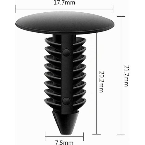 ANBOO Clips de Fixation Voiture Universels Noirs,Rivet Clips Plastique pour Panneaux de Portes, Ailes et Pare-Chocs de Voitures (1/4)