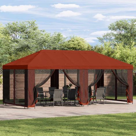 vidaXL Abri de jardin 6 x 3 m Terre cuite Polyester et Acier 190