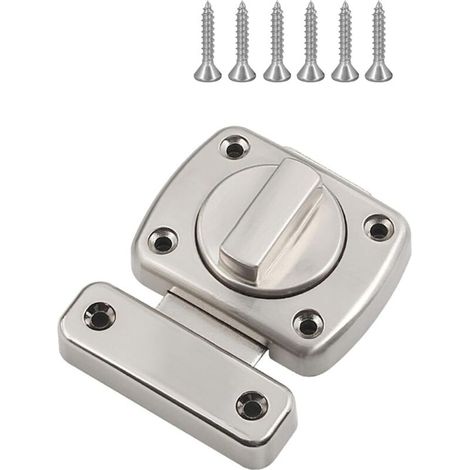 Loquet de porte coulissant à pêne pivotant double face (argent) (1/5)