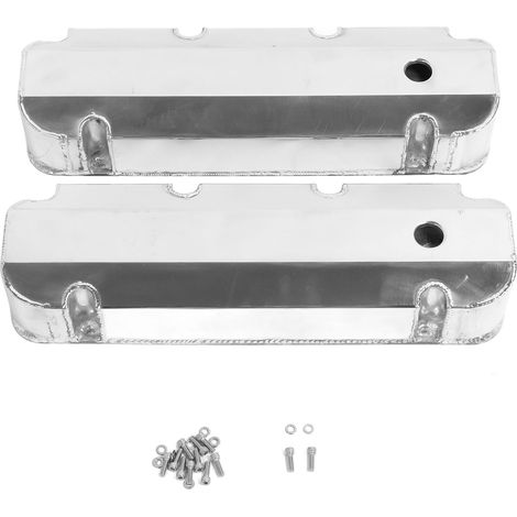 Couvercles de soupape en alliage d'aluminium fabriqués en argent poli E41363P, trou d'aération ID 1-1/4 pouces pour moteurs Big Block V8 429-460 de 1968 à plus (1/5)