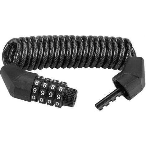 Fahrradschloss, 150 cm x 4,6 mm / 105 g, tragbarer Diebstahlschutz für MTB-Motorradhelm, leichtes Fahrradkabel mit 4-stelligem Zahlencode, Schwarz (1/3)