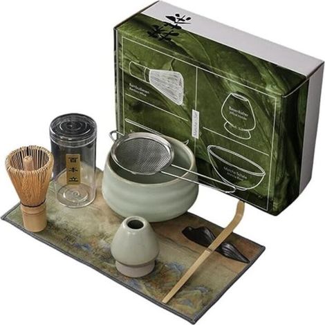 Japanese matcha set, old oven, Baibenli whisk, traditional utensils for the tea ceremony (1/5)