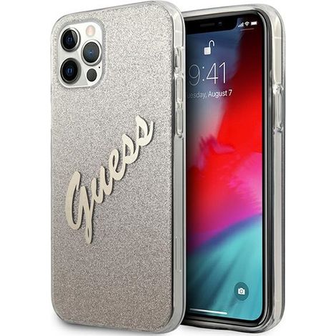 Guess GUHCP12LPCUGLSGO iPhone 12 Pro Max 6,7 Zoll Gold/Gold Hartschalenetui Glitzer Farbverlauf Schriftzug (1/5)