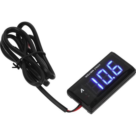 Voltmètre LCD universel moto, ultra-fin étanche, support gauche, DC12V bleu (1/5)