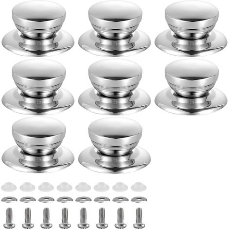 Juego de 8 asas de acero inoxidable para tapas, pomos universales con tornillos, compatibles con la mayoría de ollas, sartenes y tapas de vidrio. (1/5)