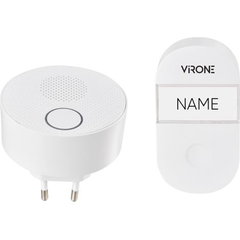 Carillon sans fil Virone DB-2 - Blanc - Sans pile - IP44 - Portée de 100 m - 38 mélodies