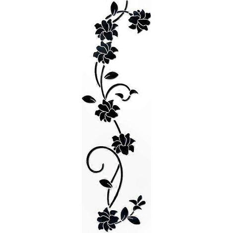 Décor mural adhésif acrylique, motif floral élégant en liane, idéal pour salon et chambre, sticker noir pour habillage de mur, décoration intérieure raffinée (1/5)