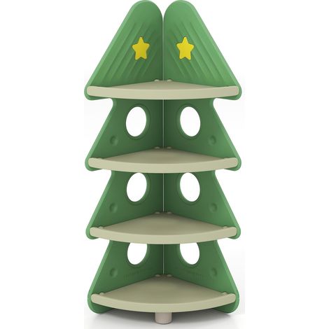 Libreria per bambini, a 4 ripiani, design albero di Natale (1/5)