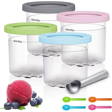 Bacs à Crème Glacée.Récipient Creami pour la machine à glace Ninja Creami.4 Pièces accessoires pour Récipients à Crème Glacée pour la série NC301 NC300 NC299AMZ.sans BPA 16 oz. (1/5)