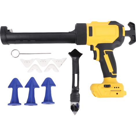Pistola elettrica per sigillante siliconico compatibile con batterie DeWalt da 21 V, luce LED, cartuccia da 300 ml e 6 velocità regolabili (batterie non incluse).