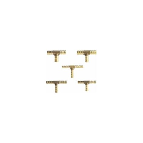 (12 mm) - 5 piezas, conector en T de latón de 3 vías para manguera de combustible de aire comprimido - Crezuo