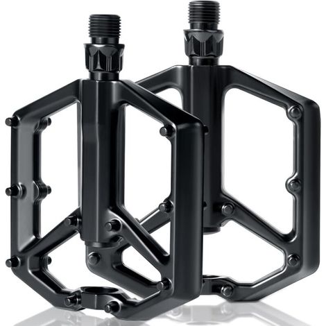Pédales de Vélo, Pédale VTT en Alliage d'Aluminium, Universelles Pedale VTT Pédales de Vélo, Pédales de Vélo 9/16 Roulements, Pédales Plates Légères et Larges, pour Vélo VTT, Vélos