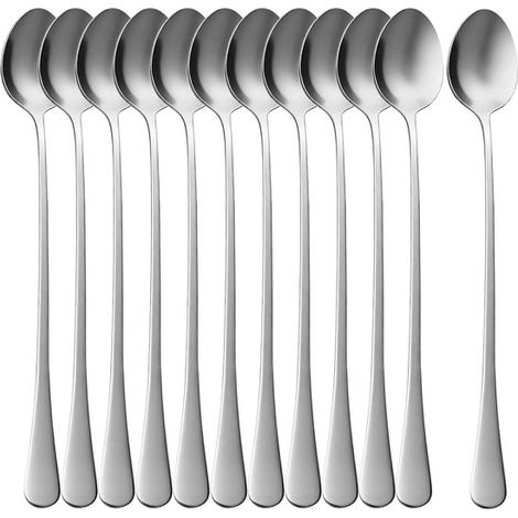 12 cucharas helado cucharas latte macchiato, cucharas café acero inoxidable, cucharas postre 19,3 cm / 7,6 pulgadas té helado bebidas calientes (1/5)