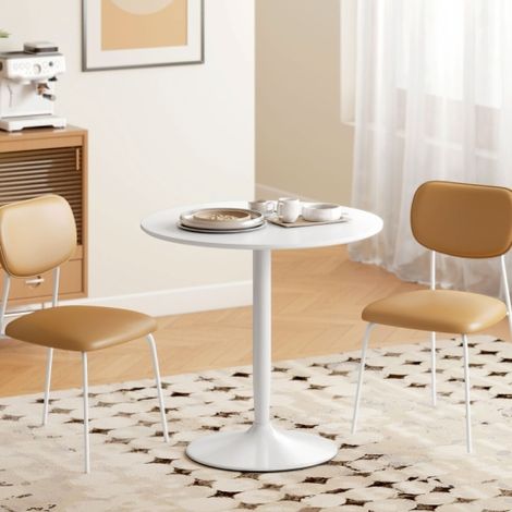 Table à manger 2 personnes plateau rond 80 cm antidérapante blanche 75 cm hauteur (1/5)
