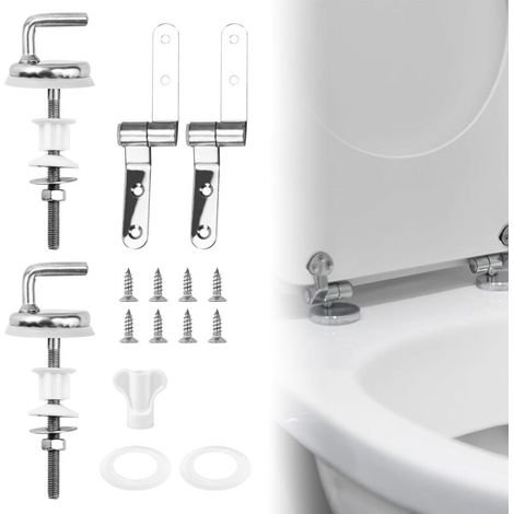2PCS Toilet Seat Fixing Kit Toilet Seat Hinge Fastener, Toilet Seat Fixing Hinges, Toilet Seat Hinge with Screws Fits Most Toilets (1/5)