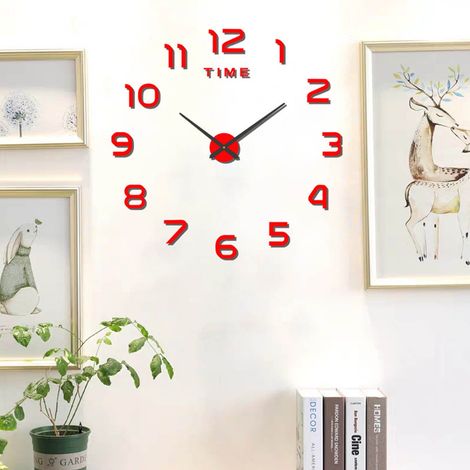Horloge Murale DIY - Cadran En Acier Inoxydable - Aiguilles En Aluminium - Autocollants En Mousse EVA - Diamètre 60 cm - Pour Salon Chambre Bureau (1/5)