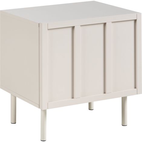 Mesita de noche de MDF con patas de metal 2 estantes estilo minimalista beige claro Clunes